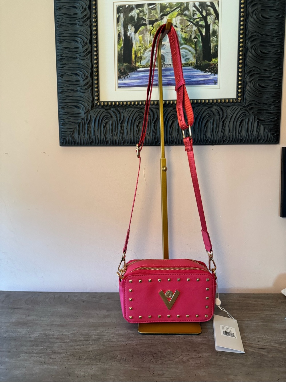 Valentino Orlandi Pink Studded Crossbody Bag. NWT